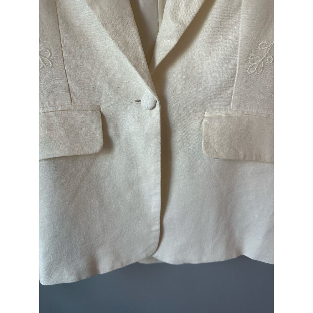 $325 JASON WU The Classics Embroidered Off White Linen Rayon Button Blazer sz Xs - Picture 6 of 10